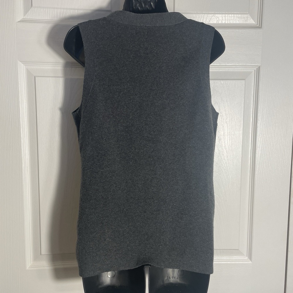 A New Day‎ Button Up Sweater Vest Women XL Charcoal Gray Sleeveless Knit Top - Picture 3 of 10